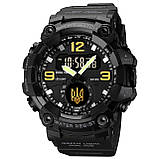 Тактичний багатофункціональний годинник з подвійним часом Patriot 003 Black Gold Ukraine + Коробка, фото 3