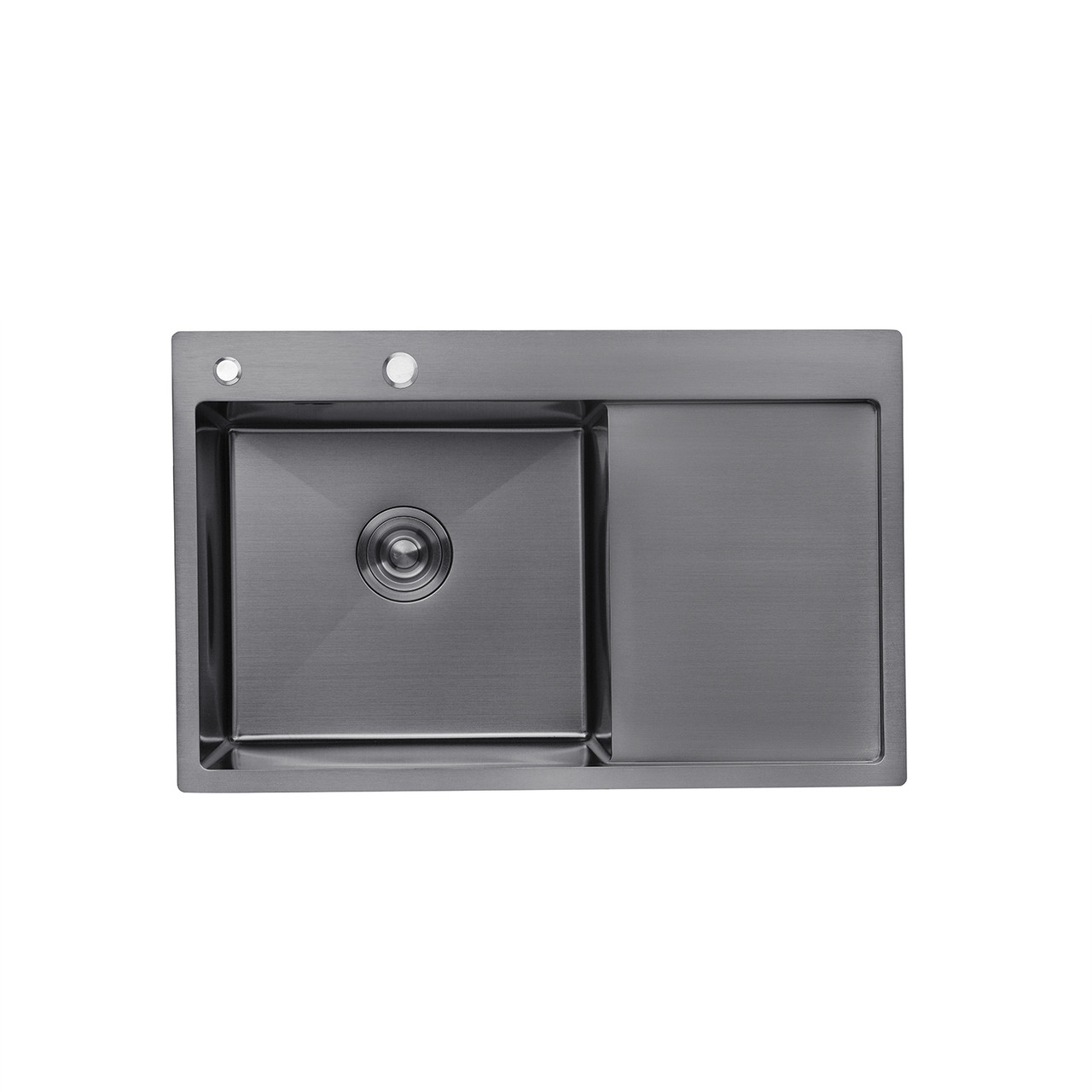 Мийка кухонна Kroner KRP PVD Schwarze-7849LHM (3.0/1.0 мм) 215 чорна 7850 + дозатор килимок кошик