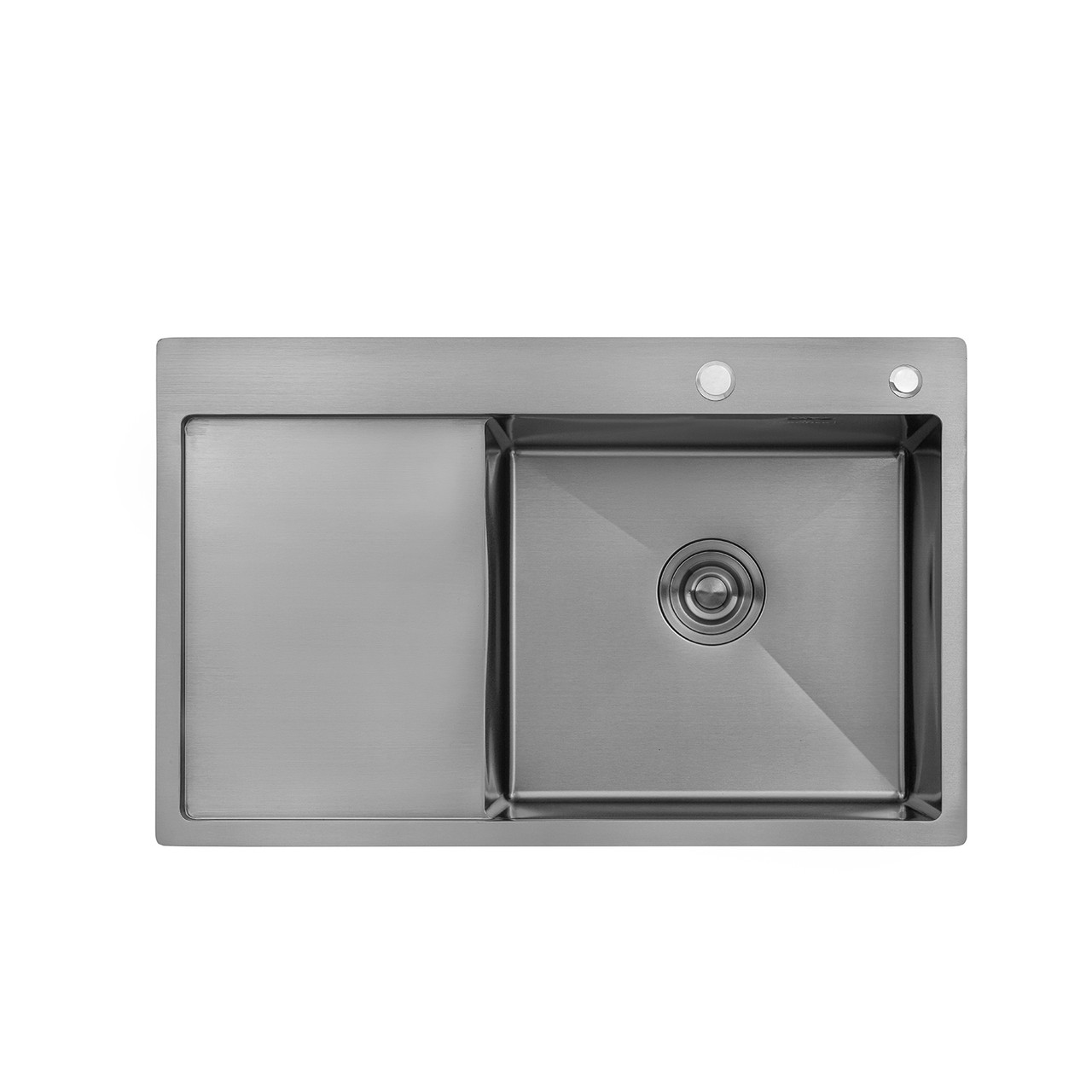 Мийка кухонна Kroner KRP PVD Schwarze-7849RHM (3.0/1.0 мм) 215 чорна 7850 + дозатор килимок кошик