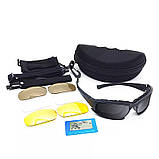 Тактичні захисні окуляри, змінне скло (4 види), чохол та аксесуари в комплекті, фото 2
