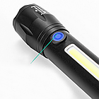 Ліхтар ручний 2в1 акумуляторний з USB, ZOOM та бічним світлом, BL-C63 + Кейс / Потужний ліхтарик тактичний, фото 8