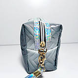 Косметичка форма бочечка сіра гламур, фото 3