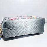 Косметичка форма бочечка сіра гламур, фото 4