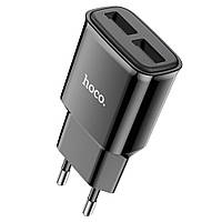 Зарядное устройство Сетевое зарядка HOCO C88A Star round dual port charger (EU) black Черная