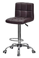 Высокий стул мастера на колесах Arno кожзам темно-коричневый В-1015 Bar CH-Office