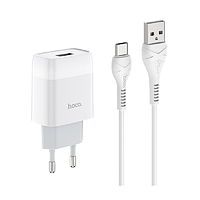 Адаптер Hoco мережевий Type-C Cable Glorious C72A 1USB 2.1A white