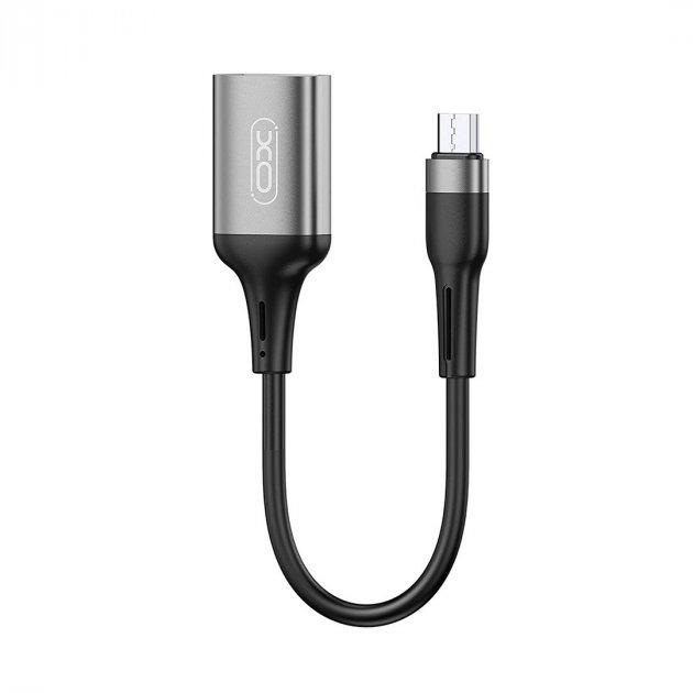 OTG кабель XO NB201 Micro-USB to USB 2.0, 15 см, чорний