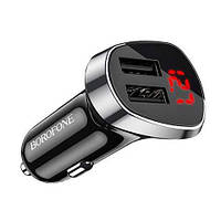 Автомобильное зарядное устройство Borofone BZ15 Auspicious dual port digital display car charger