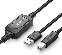 Кабель UGREEN US122 USB 2.0 A Male to B Male Active Printer Cable 10m (Black)(10374)