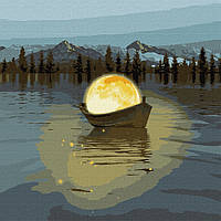 Картина по номерам "Лунная лодка с красками металлик" Идейка KHO5031 50х50 см топ