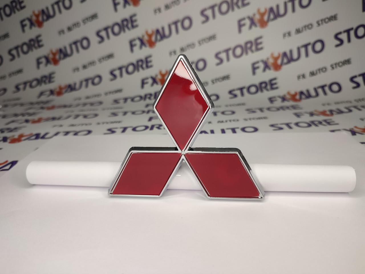 Емблема Логотип значек шильдик MITSUBISHI Червона з хромом 100 мм