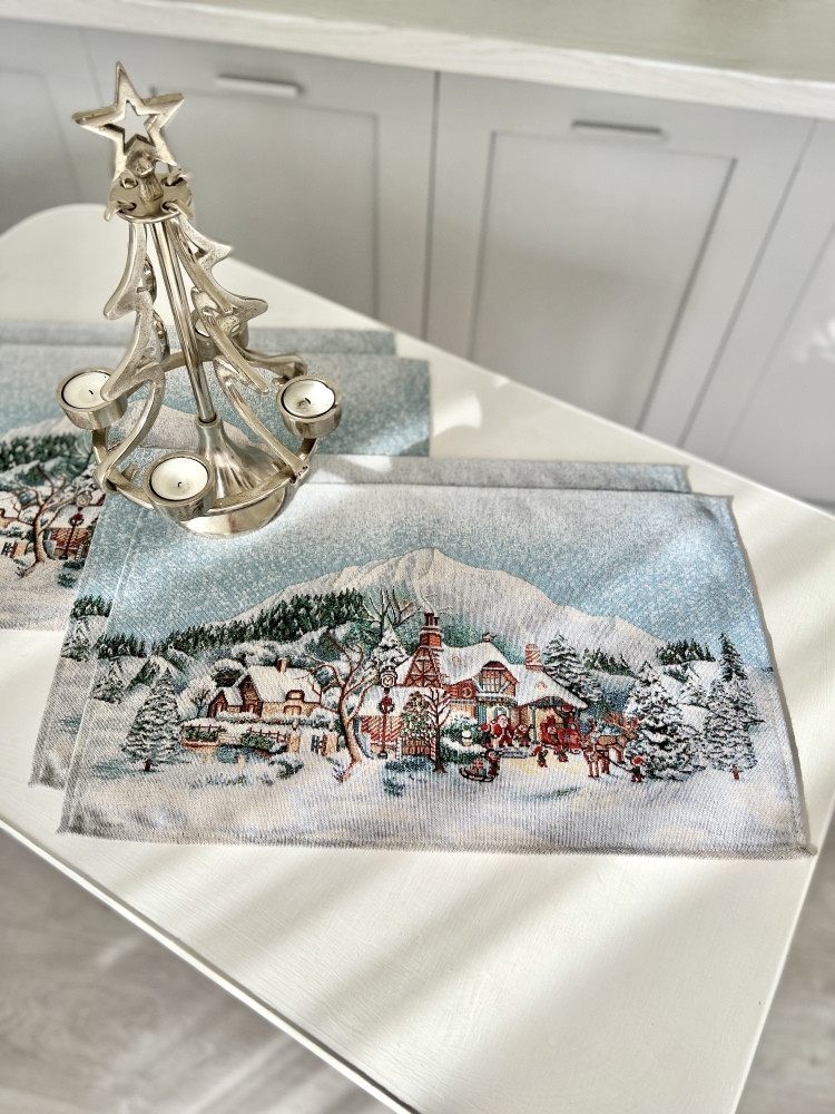 Серветка під тарілку гобеленова новорічна 33 х 53 см Limaso Лімасо серветка-підкладка