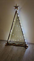 Ялинка дерев'яна лофт, LED гірлянда 5м у подарунок, ЕКО новорічний декор для дому