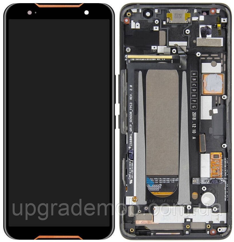 Дисплей модуль тачскрин Asus ROG Phone ZS600KL чорний Amoled оригінал з рамкою, фото 1