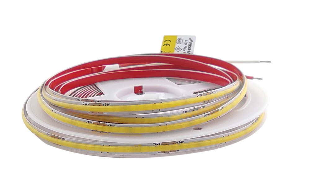 Світлодіодна стрічка COB 24 вольта 6Вт СОВ-320-IP20-CWd-5-24 RM0501EC-A 6500K 5мм 19000о