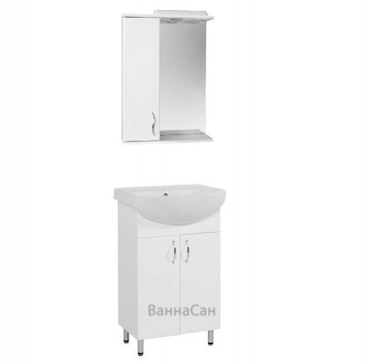 Тумба с зеркалом в ванную с полукруглой раковиной 50 см Пик Базис 29081 ...