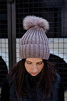 Шапка женская General бежевая, теплая шапка, шапка для девушек, зимняя шапка