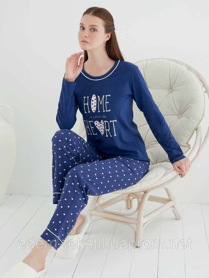 Жіноча трикотажна піжама зі штанами Vienetta 8089, Синій, S/M L