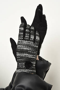 Рукавички жіночі текстильні на хутрі чорного кольору                                                 153222M