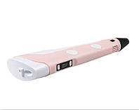 3D ручка c LCD дисплеем 3DPen Hot Draw 3 Pink+Досточка+Ножницы+Комплект эко пластика для рисования 249 метров