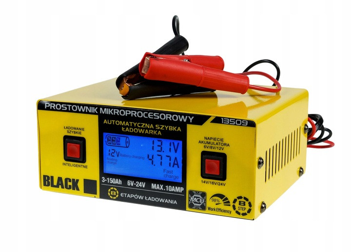 Зарядний пристрій для акумуляторів мікропроцесорний випрямляч імпульсний Black 6V - 24V 3Ач - 150Ач 13509, фото 1