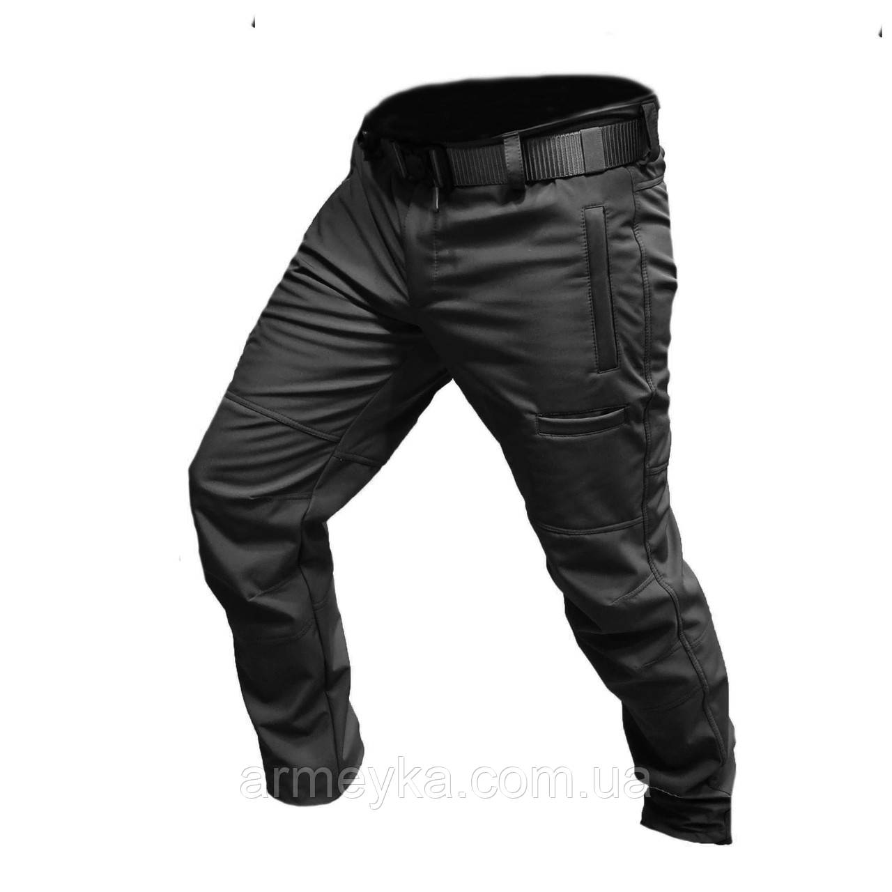 Штани combat, вітро/вологостійкі softshell чорний софтшелл UA