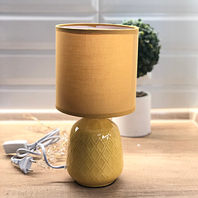 Лампа настільна з керамічним фундаментом і тканинним абажуром