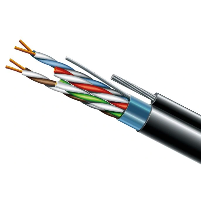 Кабель ЗЗКМ Cat. 5e F/UTP PE 4х2х24 AWG + S. M. трос (к) (72113) бухта 500 м.
