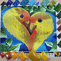 СЛ-2025 Одно сердце на двоих, набор для вышивки бисером картины с попугаями