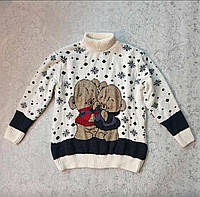 Новорічний вовняний светр на дівчинку 6,7,8,9,10 років