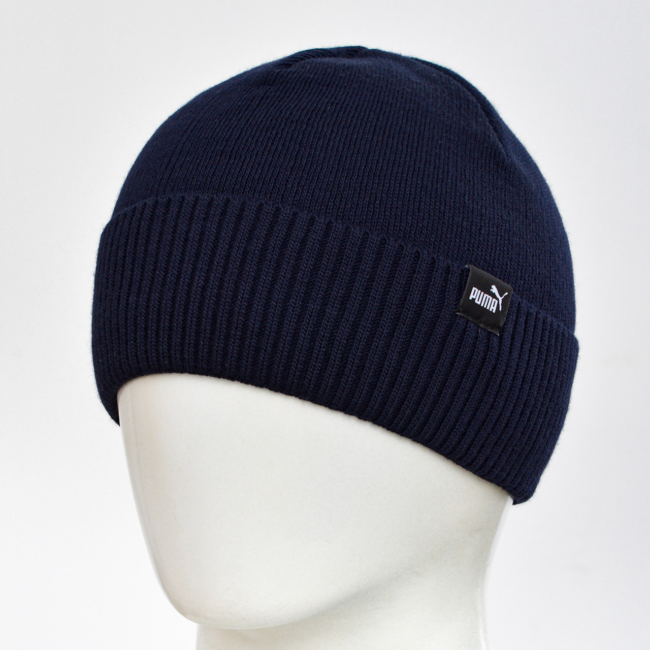 Купить Шапка Puma вязаная с отворотом на флисе синий, цена 85 ₴ — Prom ...