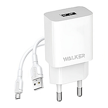 СЗП 2в1 (стац +USB) microUSB Walker WH-26 2.1A white