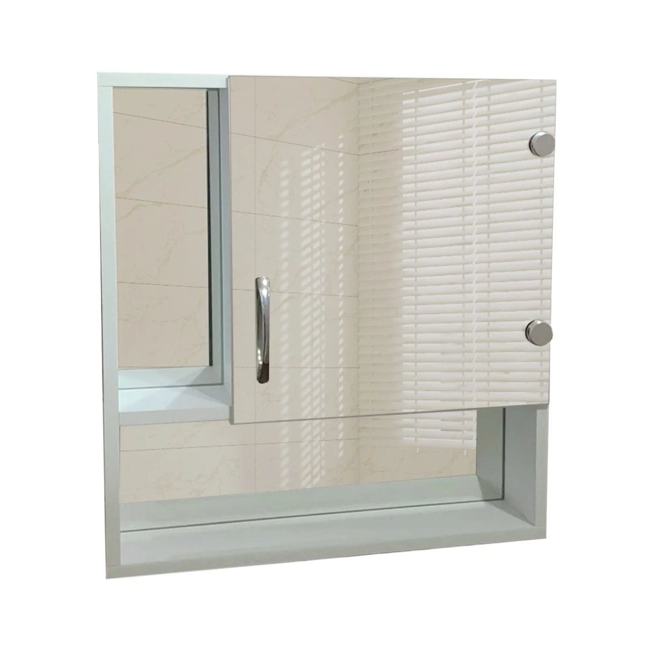 Дзеркальна навісна шафка з відкритими полицями для ванної кімнати Tobi Sho ТB2-60 600х600х125 мм