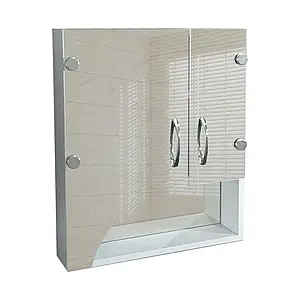 Дзеркальна шафка з фігурними фасадами та відкритою полицею для ванної кімнати Tobi Sho ТB6-50 500х600х125 мм