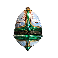 Елочная игрушка Яйцо с сюрпризом Санта KOMOZJA Egg, МУЗЫКАЛЬНАЯ, стекло, сус. золото, зеленый