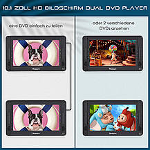 Автомобільний DVD-плеєр NAVISKAUTO, 2 екрани, 10,5 дюйма, Amazon, Німеччина, фото 3