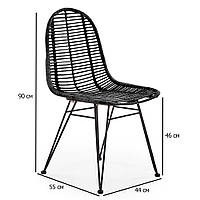 Черные стулья из натурального ротанга в стиле лофт K-337 на четырех ножках на кухню