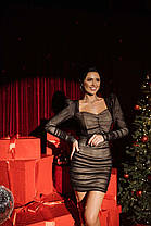 Модна корсетна сукня міні зі стрейч-сіткою з фігурним вирізом Sms7855, фото 4