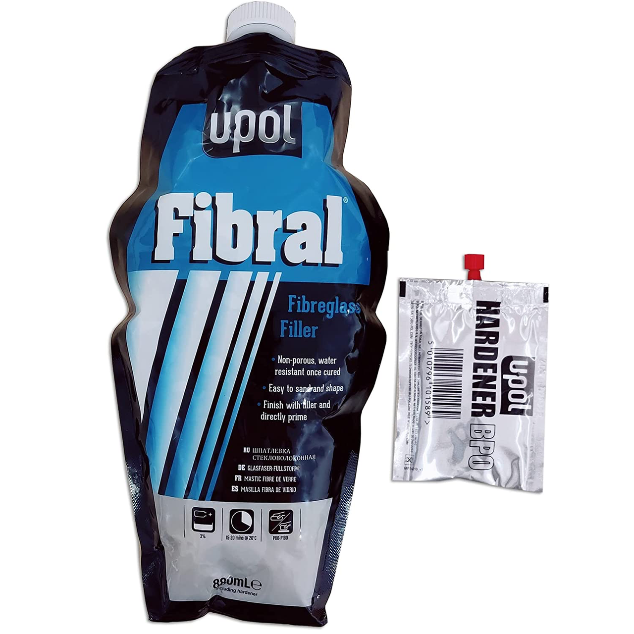 Шпаклівка армуюча зі скловолокном U-POL Fibral, 880 мл, фото 1
