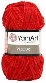 Пряжа (нитка) плюшева Велюр (velour) 846 червоний YarnArt 1ACA3