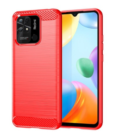 Чохол Carbon для Xiaomi Redmi 10C червоний, фото 1