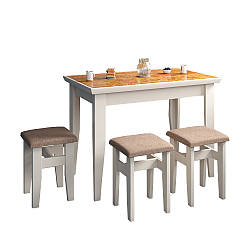 Білий кухонний нерозкладний стіл 102*60 см з дерев'яними ніжками "Лайт" від Летро (9 варіантів кольорів)