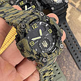 Тактичний багатофункціональний годинник з подвійним часом Patriot 003 Camo Green Gold Ukraine + Коробка, фото 3