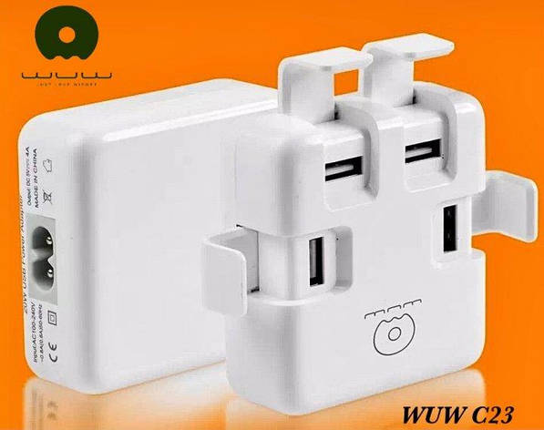 Зарядний пристрій USB WUW C23 4USB/4A White, фото 1