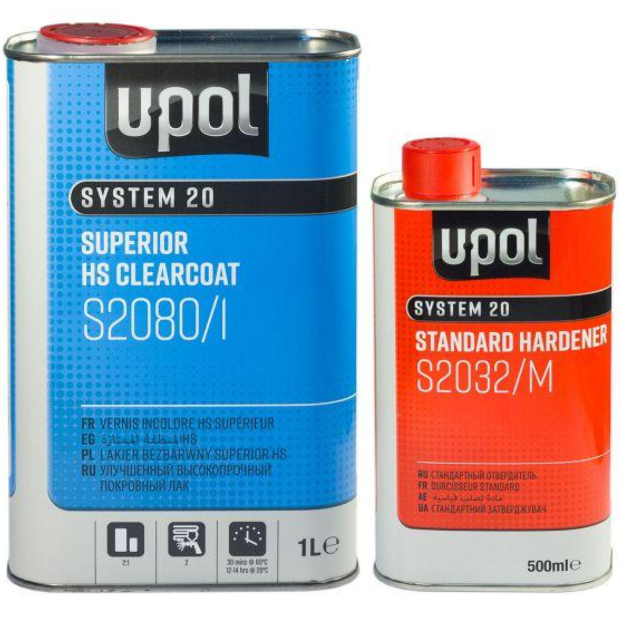 Лак акриловий суперпрозорий U-POL S2080 2:1 HS, 1 л + 500 мл, фото 1