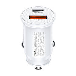 Автомобільний зарядний пристрій Remax RCC231 USB QC3.0 PD30W Type-C без кабелю, White