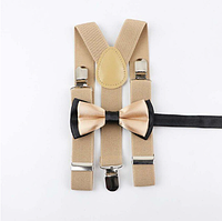 Дитячий комплект Підтяжки + Метелик зріст 86-140 см (бежеві 01)