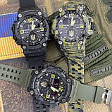 Тактичний багатофункціональний годинник з подвійним часом Patriot 003 Black Gold Ukraine + Коробка, фото 5