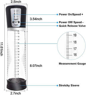 Електричний вакуумний насос для збільшення пінису з 5 рівнями всмоктування, Amazon, Німеччина, фото 2