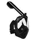 Маска для плавання панорамна з трубкою 5460 чорна, s-m, фото 3
